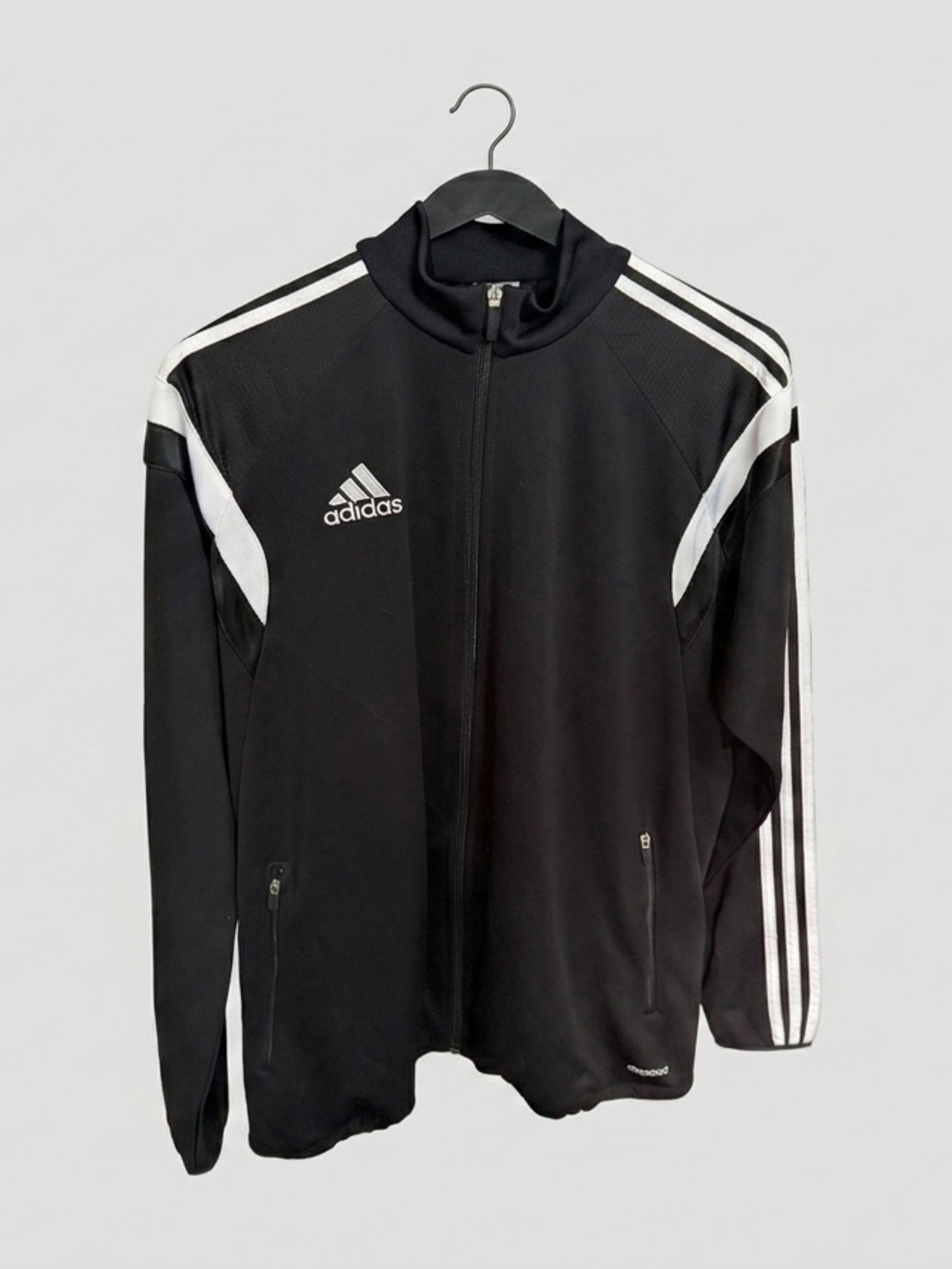 adidas Black Performance Track Jacket with White Stripes